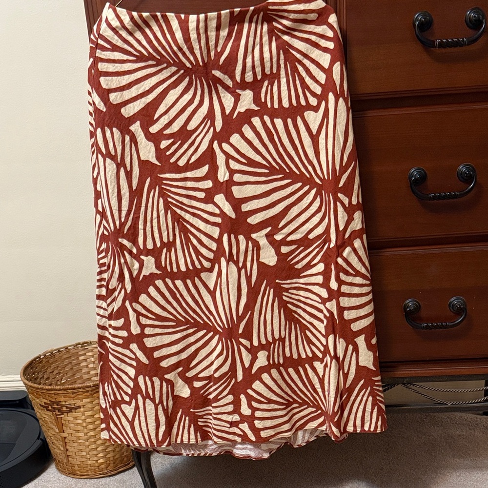 Printed linen A line skirt